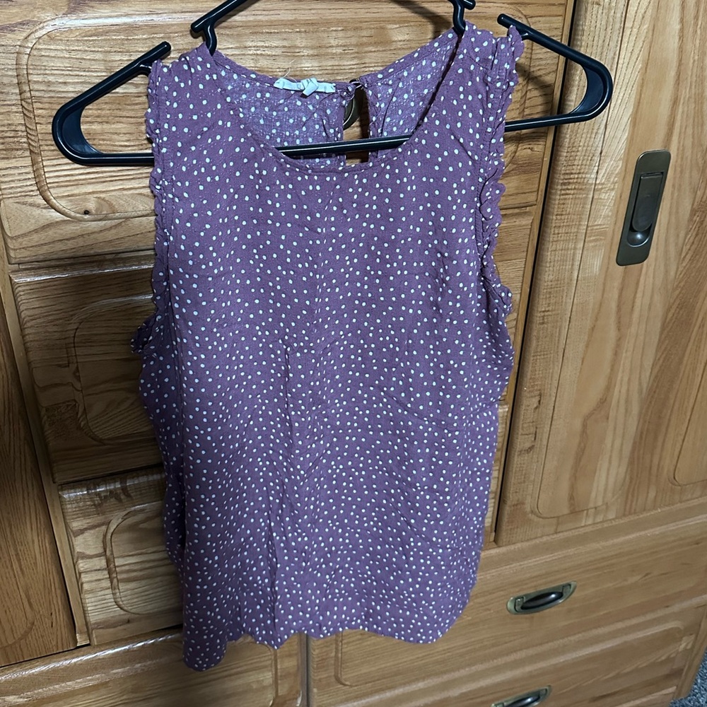 Maurice’s Pink Polka Dot Ruffle Tank Top